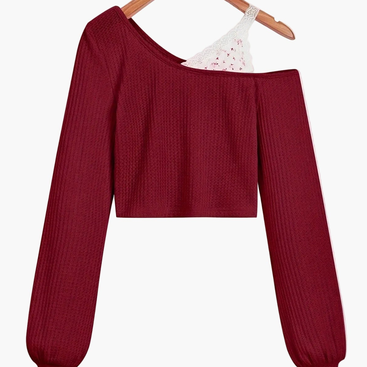 Women's One-Shoulder Sweater with Lace Detail – Fashionable Knit Pullover for Everyday and Leisure Wear
