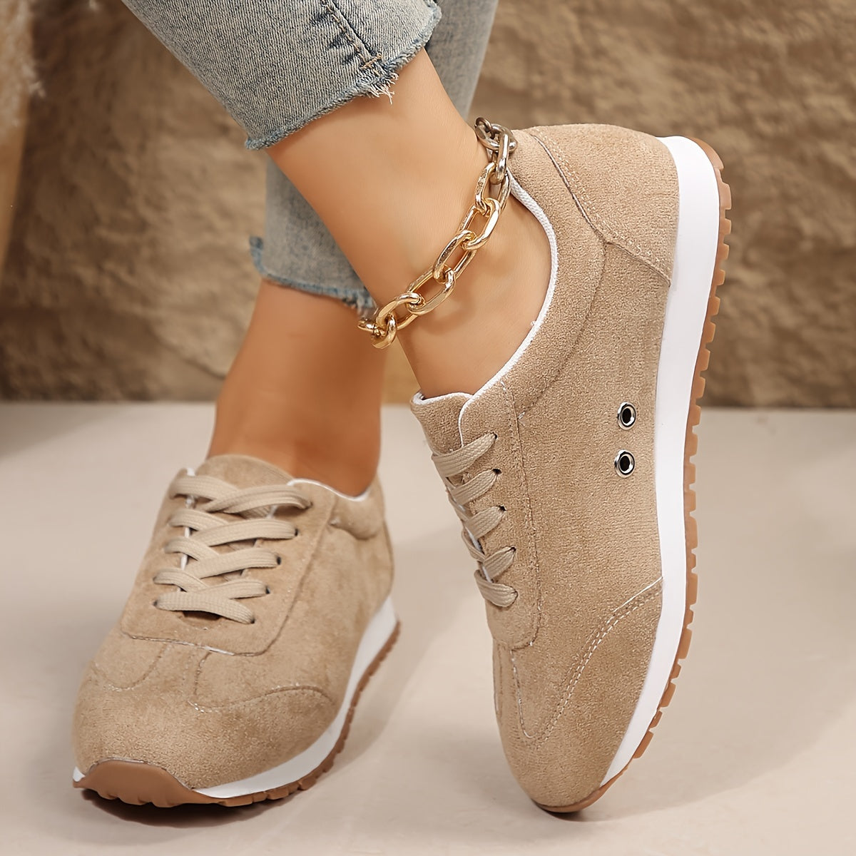 Damen Sneaker Freizeitmode mit Schnürung – Bequeme Alltagsschuhe für Frühling