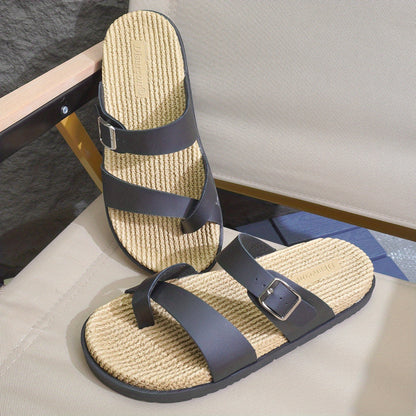 Men's comfort sandals with toe loop and adjustable strap – casual & summer