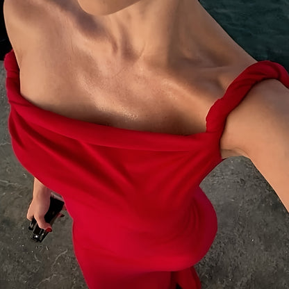 Women's Elegant Mermaid-Style Evening Dress, Off-Shoulder, Perfect for Special Occasions