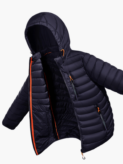 Men's Quilted Jacket with Hood – Lightweight Outdoor Transitional Jacket, Casual Style