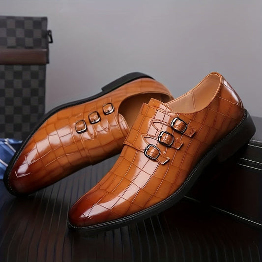 Men's Business Shoes Vintage Style with Buckles – Elegant Casual Shoes for Office and Formal Occasions
