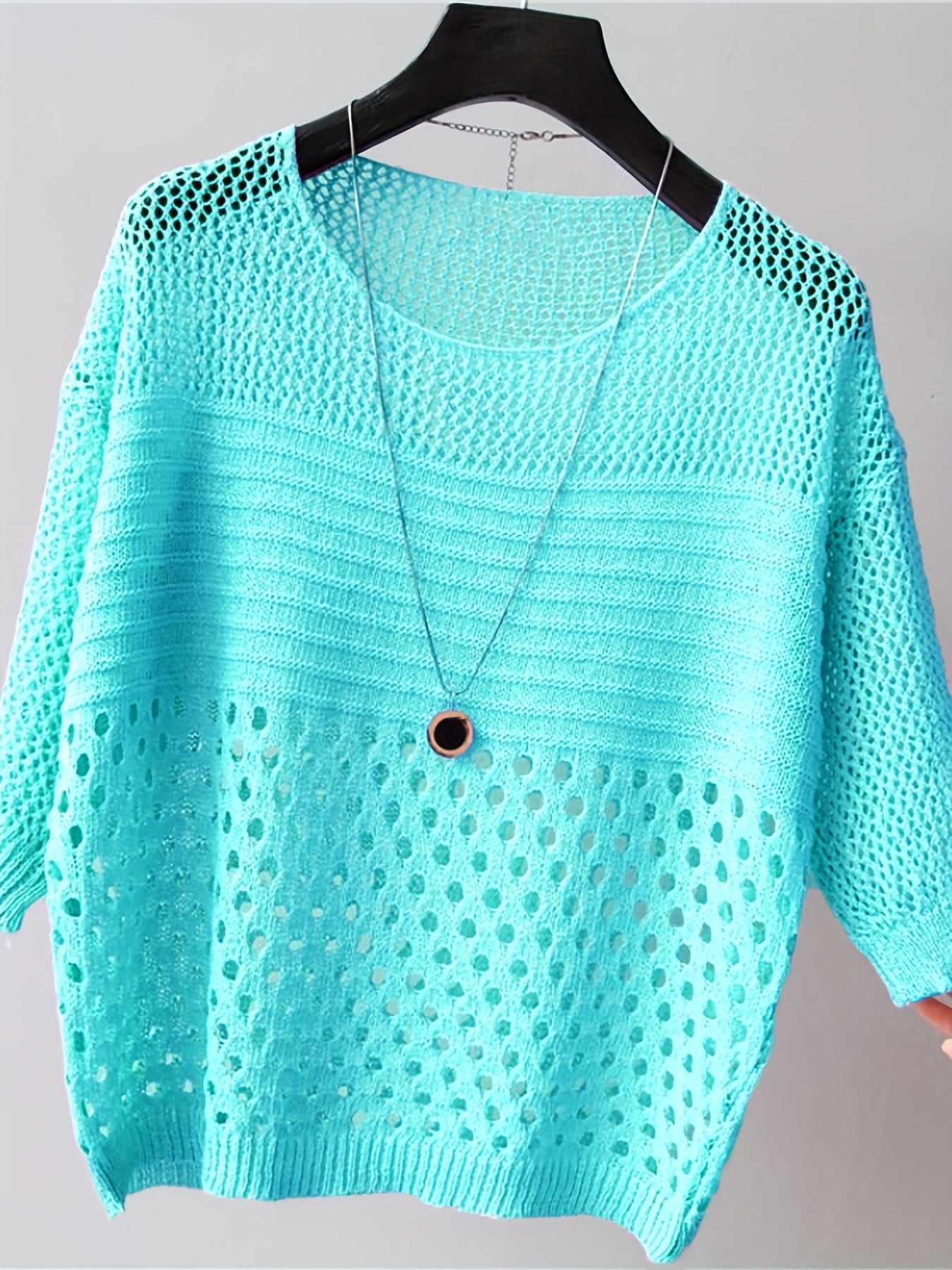 Women's Loose-Fit Crochet Knit Top in Boho Style – Elegant Shirt for Leisure and Vacation