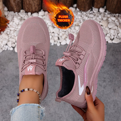 Pink women's sneakers lined with elastic laces