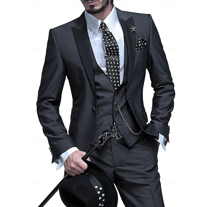 Men's 3-Piece Slim Fit Suit Set – Elegant Business & Wedding Suit