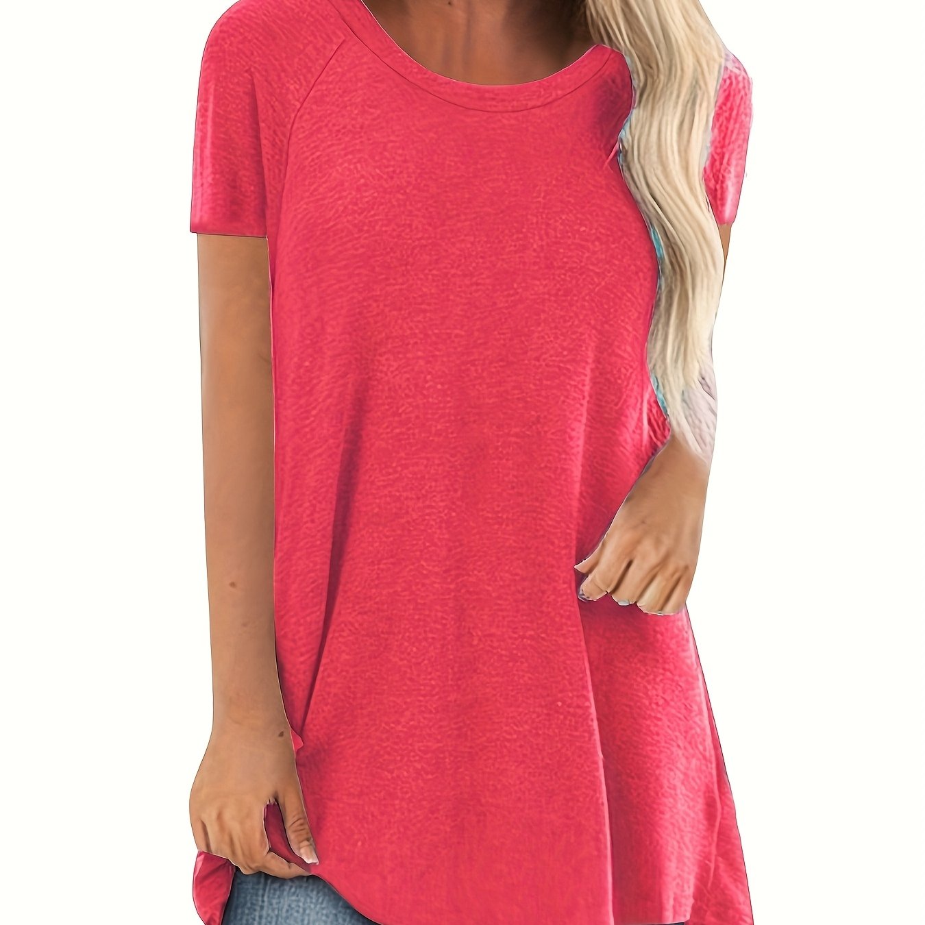 Women's Tunic Shirt Short Sleeve Loose Fit Casual Everyday
