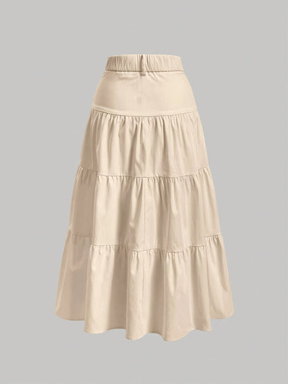 Damen Eleganter Stufenrock mit Hoher Taille für Alltag und Büro
