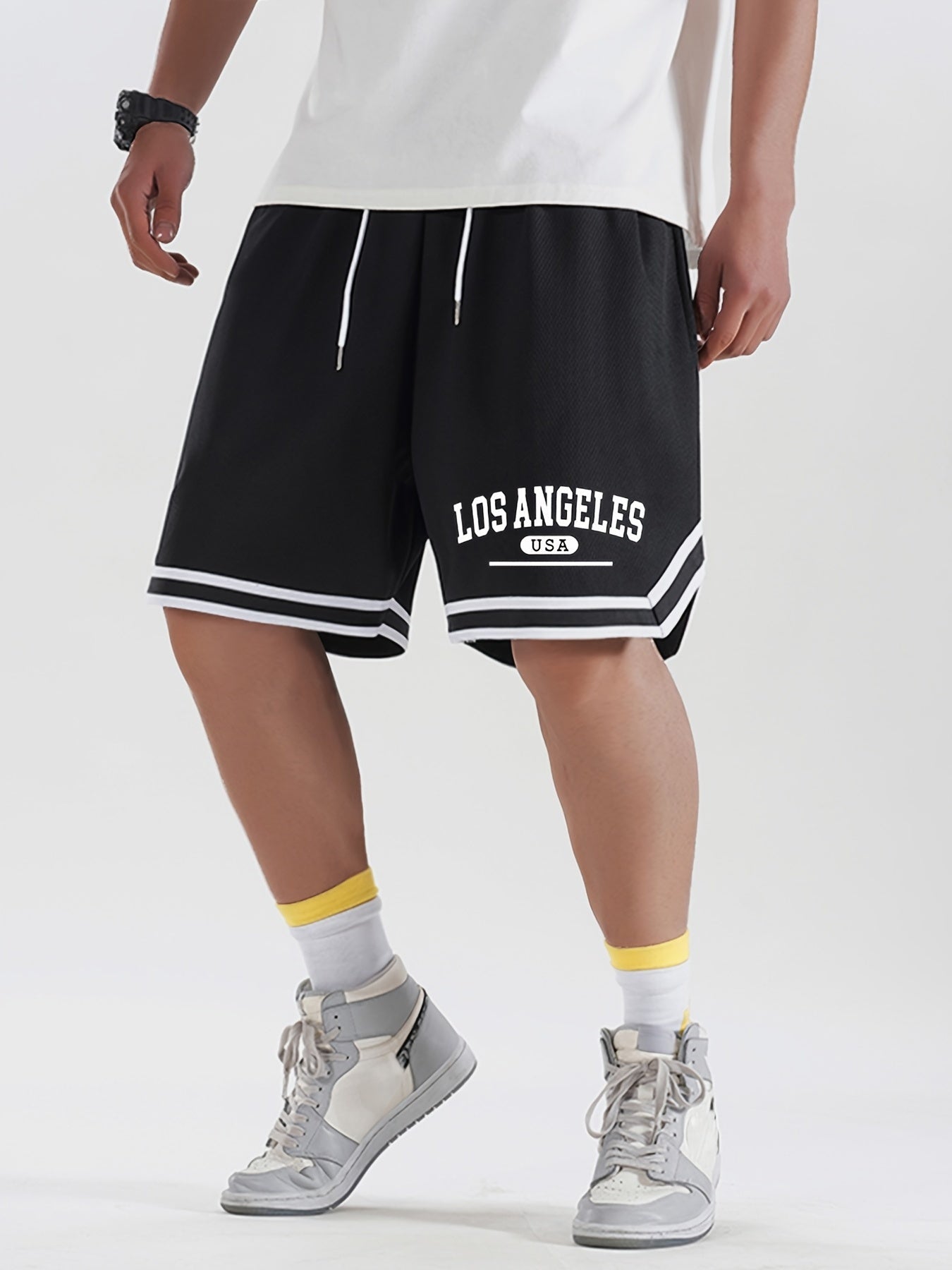 Men's Basketball Shorts Sporty Los Angeles USA Print – Casual Training Shorts for Fitness & Leisure