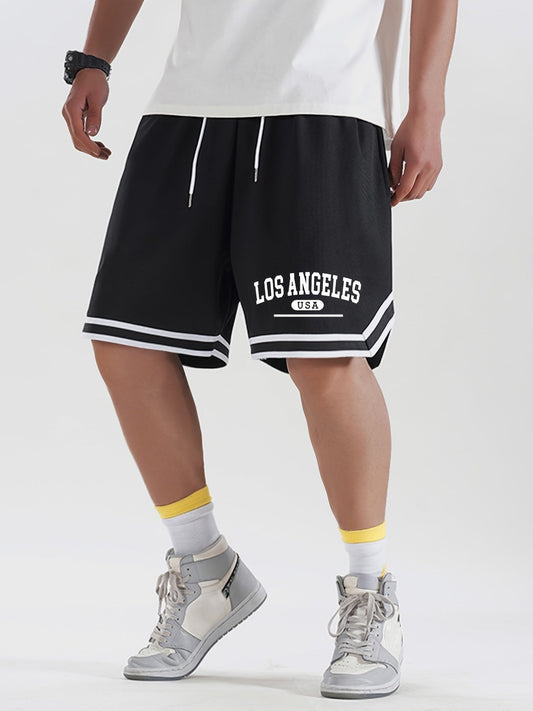 Men's Basketball Shorts Sporty Los Angeles USA Print – Casual Training Shorts for Fitness & Leisure