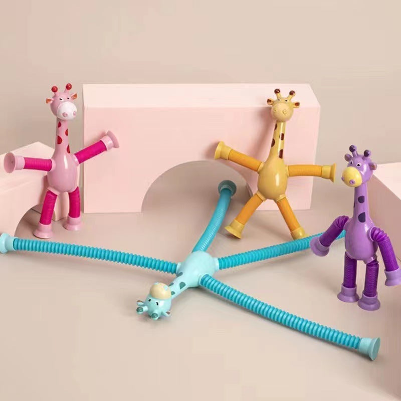 Children's Cartoon Telescopic Giraffe Fidget Toy with Suction Cup – Stress Relief & Sensory Fun