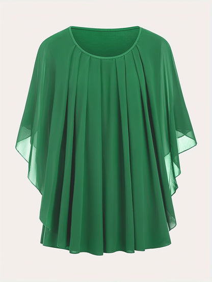 Women's Elegant Flowing Chiffon Cape Top for Going Out – Oversized Style