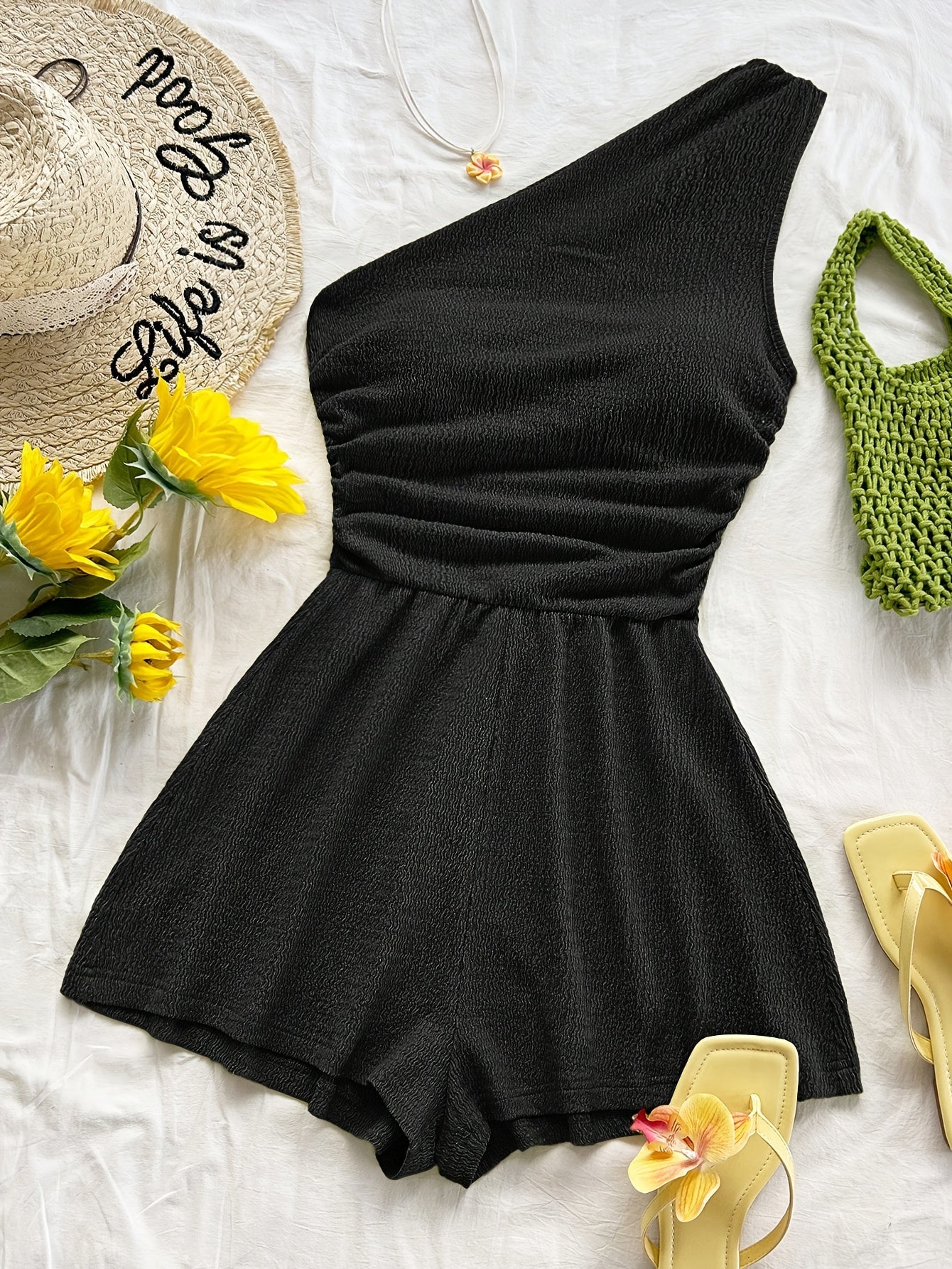 Women's One-Shoulder Asymmetric Summer Casual Jumpsuit
