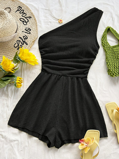 Women's One-Shoulder Asymmetric Summer Casual Jumpsuit