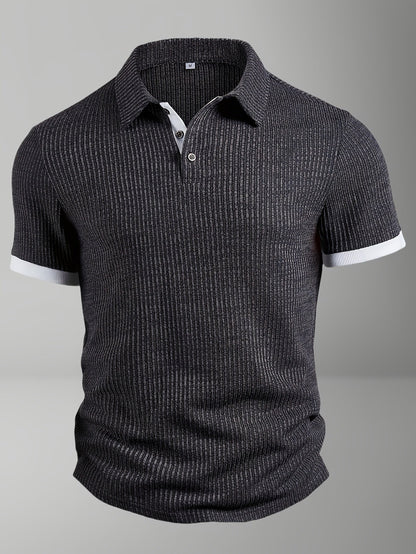 Men's Modern Fit Short Sleeve Polo Shirt – Textured Casual Classic for Office & Everyday Wear
