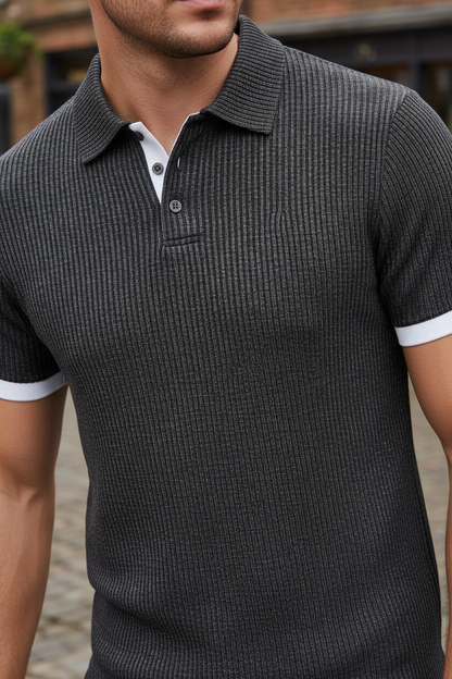 Men's Modern Fit Short Sleeve Polo Shirt – Textured Casual Classic for Office & Everyday Wear