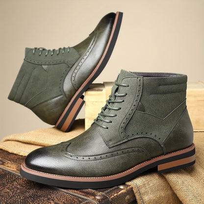 Men's ankle boots, brogues, lace-up boots, two-tone, business and casual