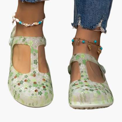 Women's Comfortable Summer Shoes with Floral Pattern – Cozy Casual Mary Janes for Everyday and Vacation