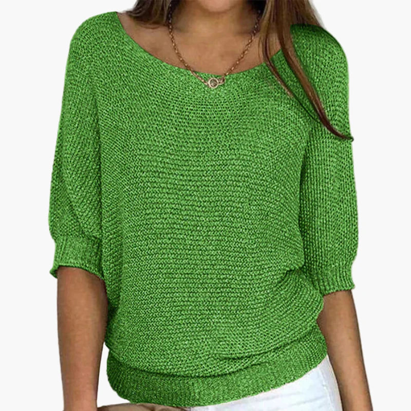 Women's knitted sweater with wide neckline – Casual comfort for everyday and leisure