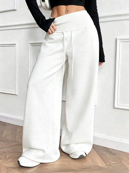 Weite Freizeithose mit Kordelzug Hoher Bund Damen