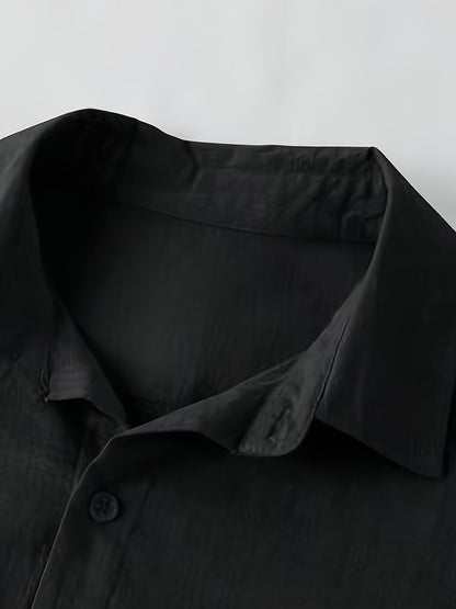 Men's Casual Shirt with Button Placket – Stylish Long-Sleeve Shirt for Beach and Everyday Wear