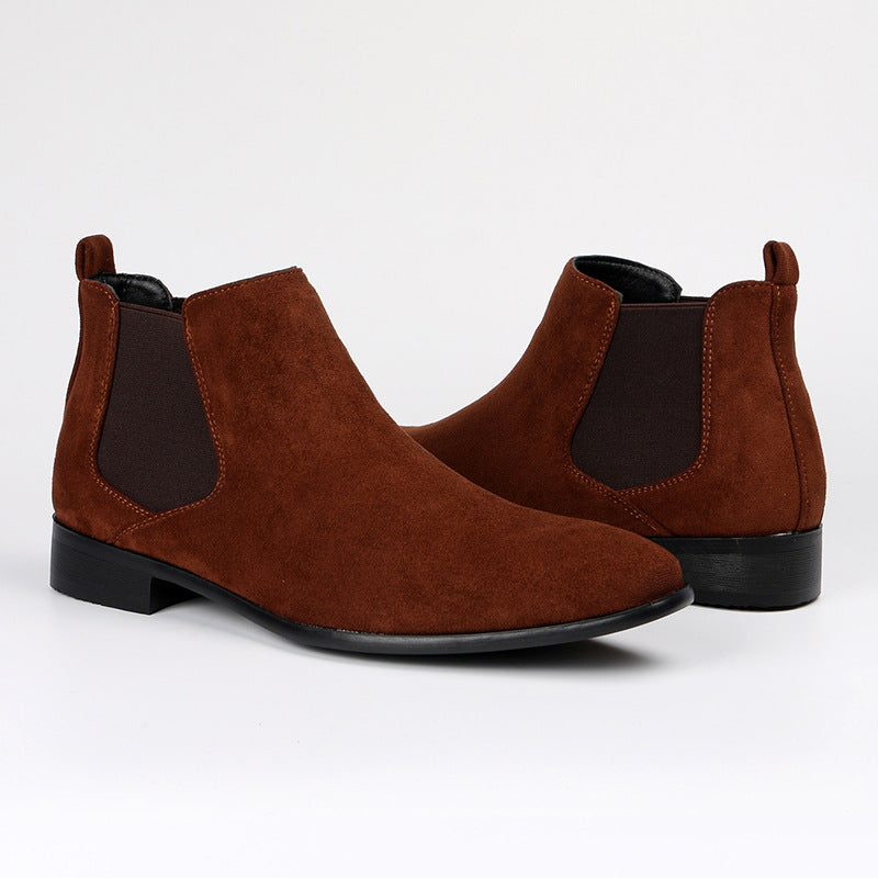 Chelsea boots for men, suede-look, elastic side panel, low heel