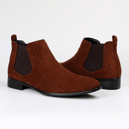Chelsea boots for men, suede-look, elastic side panel, low heel