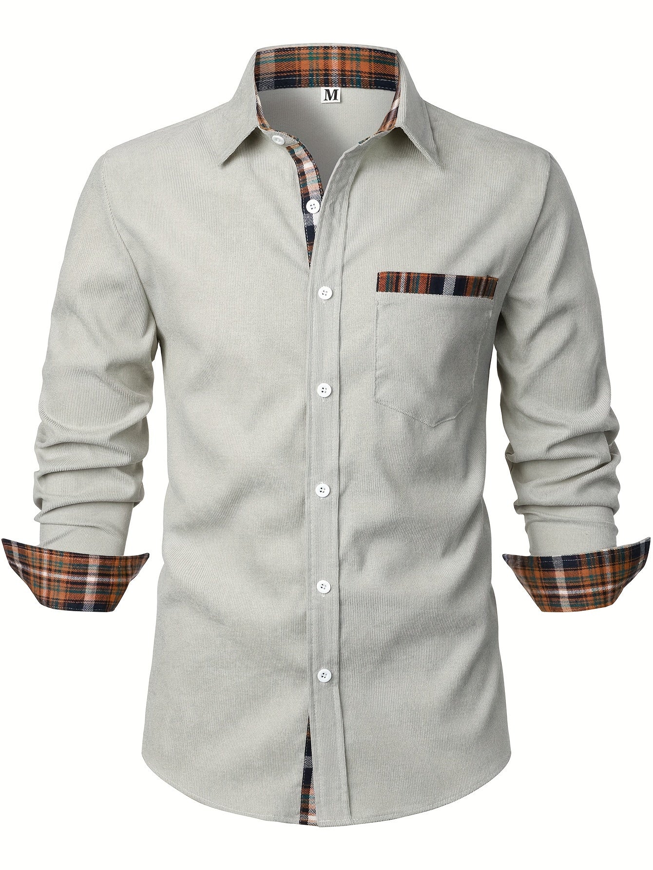 Men's Modern Fit Casual Shirt with Check Details – Stylish Long-Sleeve Shirt for Everyday and Office Wear