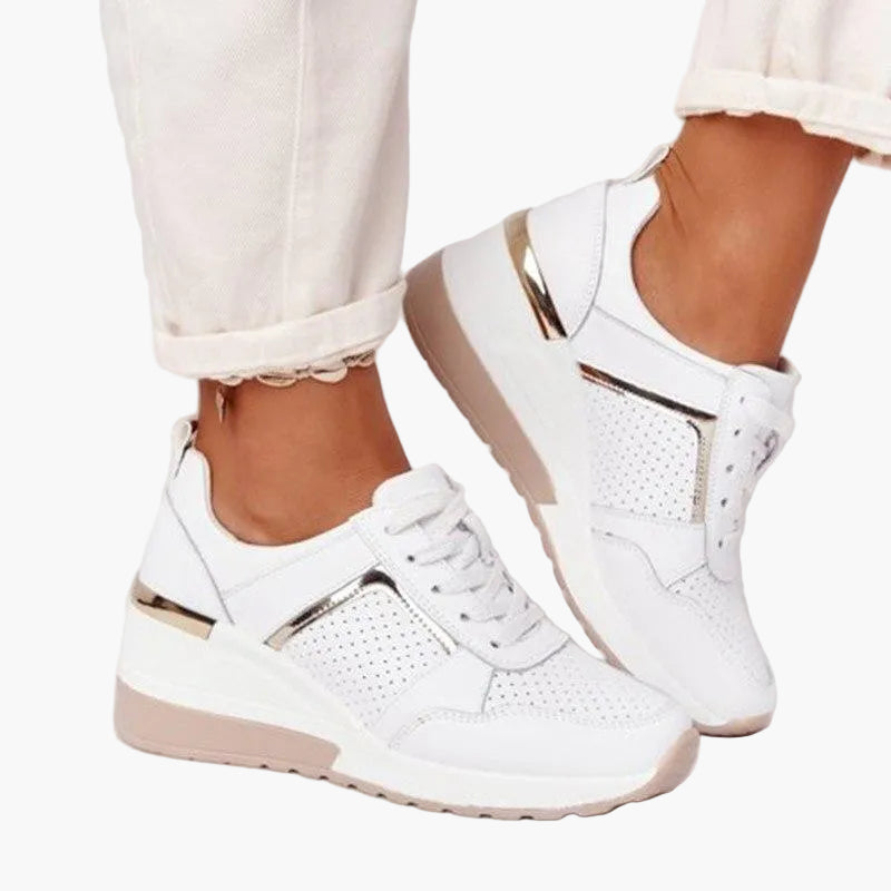 Damen Plateau Sneaker mit Metallic-Details – Modische Freizeitschuhe für Alltag und City-Look