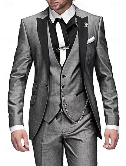 Men's 3-Piece Slim Fit Suit Set – Elegant Business & Wedding Suit