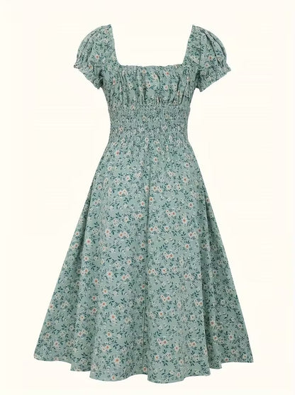 Damen Sommerkleid Elegant mit Blumenmuster und Kurzarm – Perfekt für Alltag und Urlaub