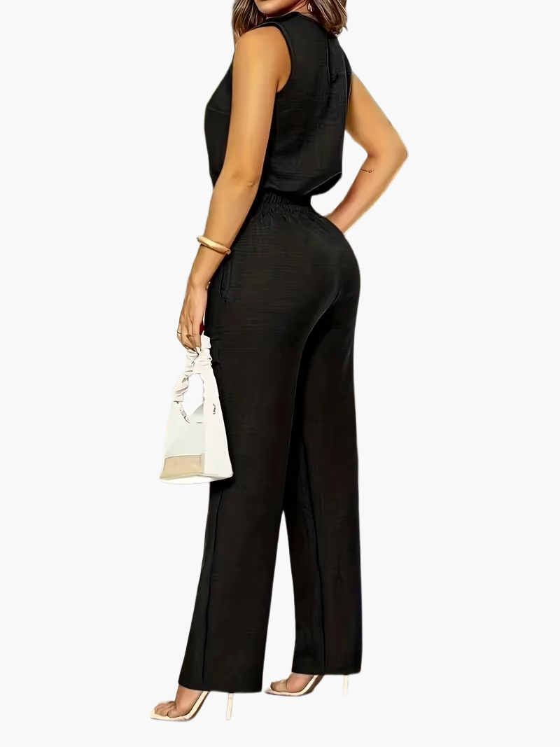 Women's Elegant Business Jumpsuit with Straight Legs and Pockets – Perfect for the Office or Stylish Occasions