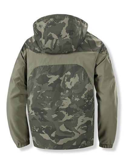 Men's camouflage jacket with hood and zipper