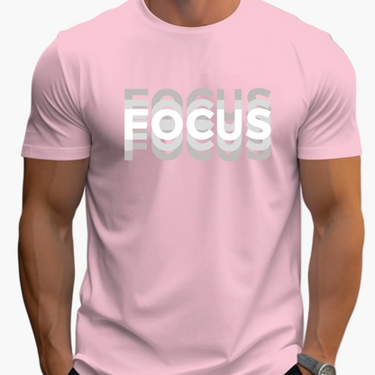 Men's T-Shirt with Trendy FOCUS Print – Urban Motivational Shirt for Leisure & Fitness