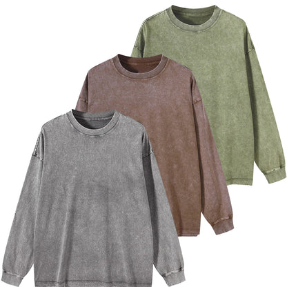 Unisex long-sleeve shirt in a washed look, crew-neck vintage sweatshirt