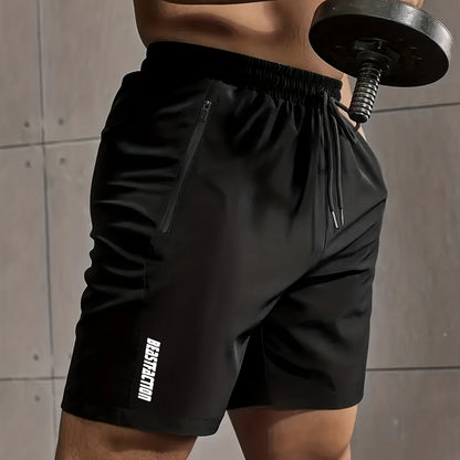 Men's Sports and Fitness Shorts with Zipper Pocket – Ideal for Training & Leisure