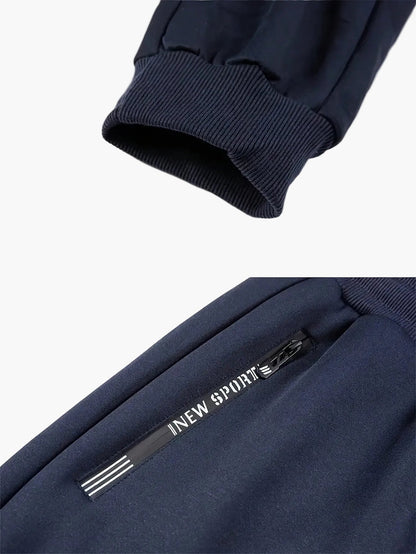 Men's Two-Piece Exercise Suit for Autumn & Winter – Fleece Lined, Casual, Warm, Ideal for Leisure & Exercise
