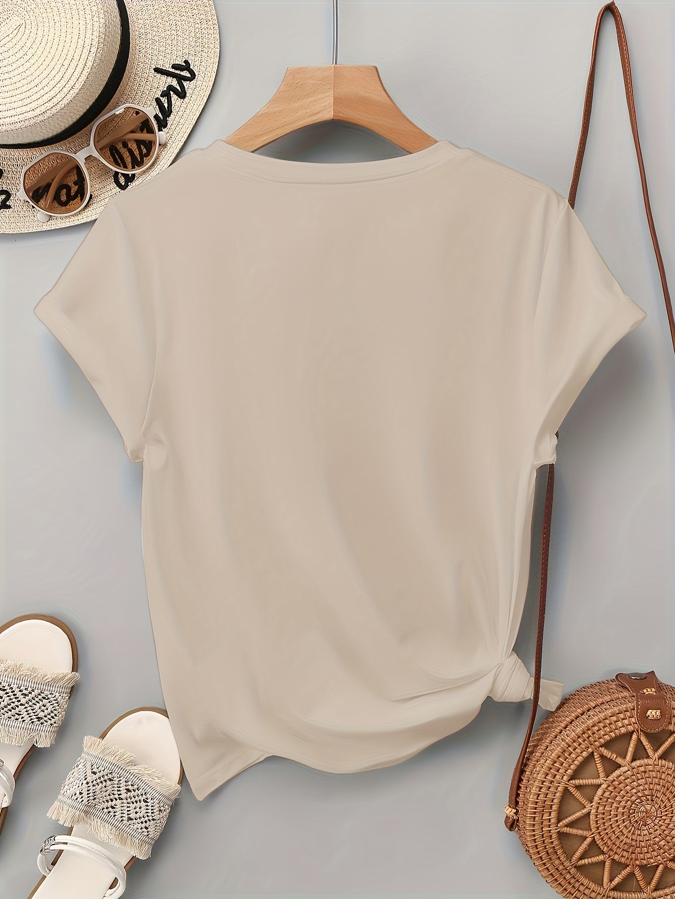 Damen T-Shirt mit Glitzer-Herz-Print, Casual Sommer Style