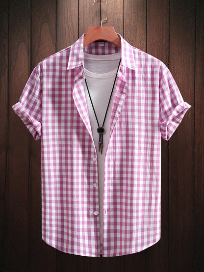 Herren Kurzarm Freizeithemd Kariert – Modernes Button-Down für Alltag und Freizeit