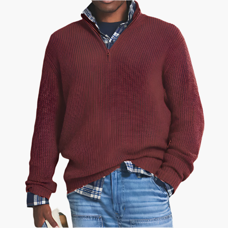 Herren Strickpullover mit halbem Reißverschluss – Klassischer Business-Casual Look für Alltag und Büro
