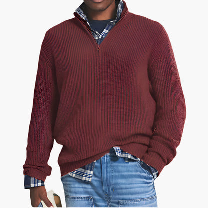 Herren Strickpullover mit halbem Reißverschluss – Klassischer Business-Casual Look für Alltag und Büro