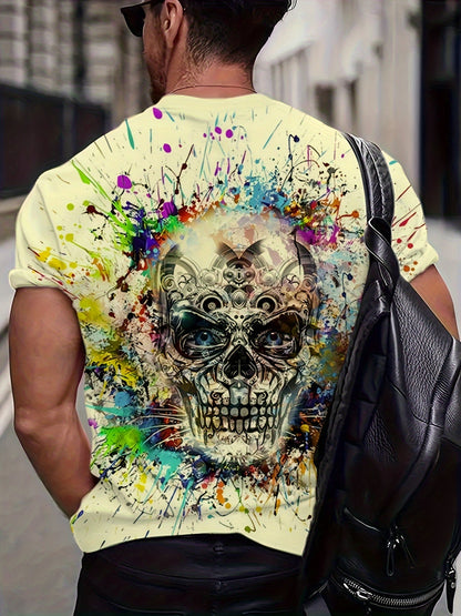 Herren Oversize T-Shirt mit Totenkopf-Splash-Print – Urban Streetwear Stil