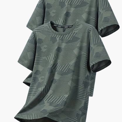 Herren Freizeit T-Shirt Set – Atmungsaktive Sommer Oberteile im tropischen Stil, ideal für Alltag und Sport