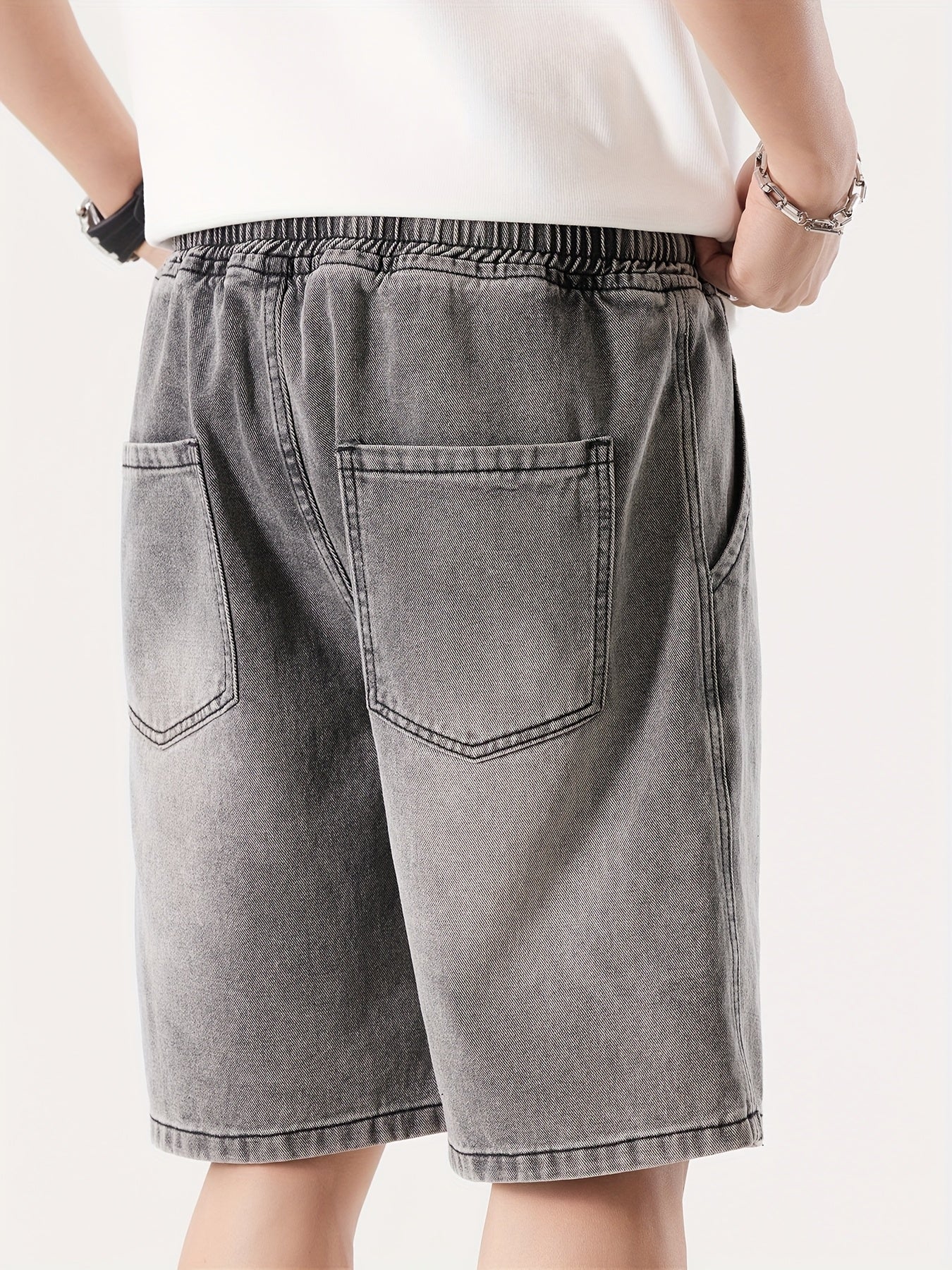 Men's Casual Loose Fit Denim Shorts with Drawstring – Relaxed, Knee-Length Shorts for Everyday and Streetwear