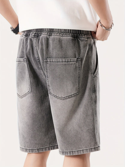 Men's Casual Loose Fit Denim Shorts with Drawstring – Relaxed, Knee-Length Shorts for Everyday and Streetwear