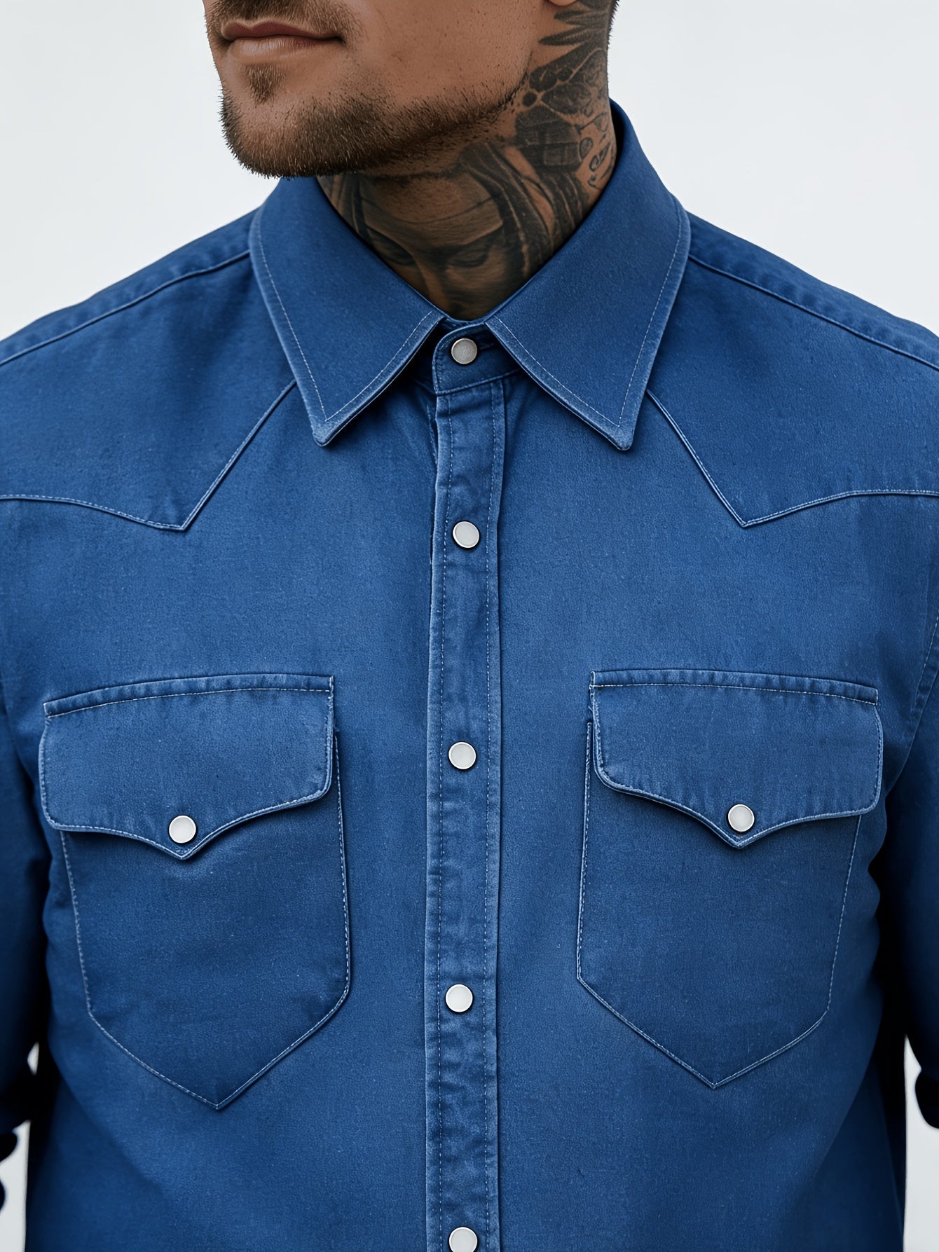 Herren Freizeit Jeanshemd im modernen Western-Stil – Perfekt für Alltag und Streetwear