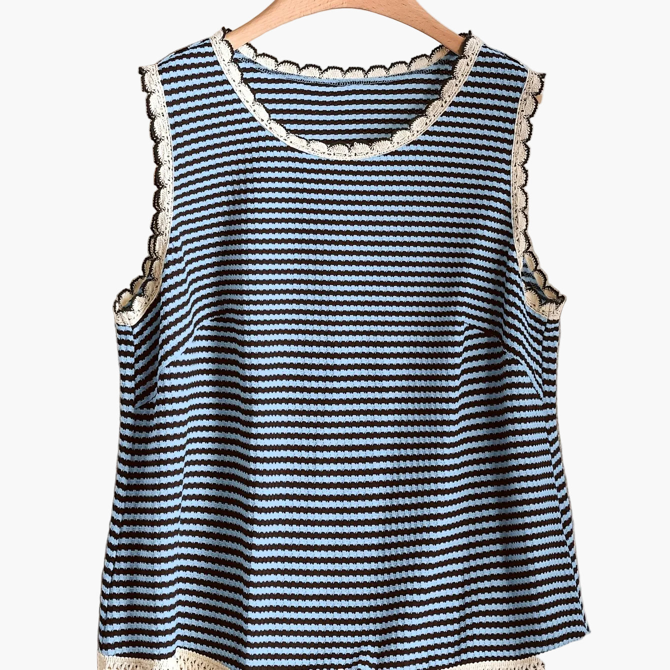 Women's Boho-Style Knit Tank Top with Stripes and Fringes – Elegant Casual Top for Spring and Summer