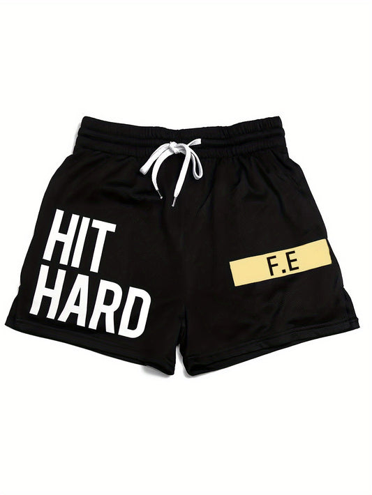 Men's Basketball Shorts with 'HIT HARD' Print – Sporty Look for Training and Leisure