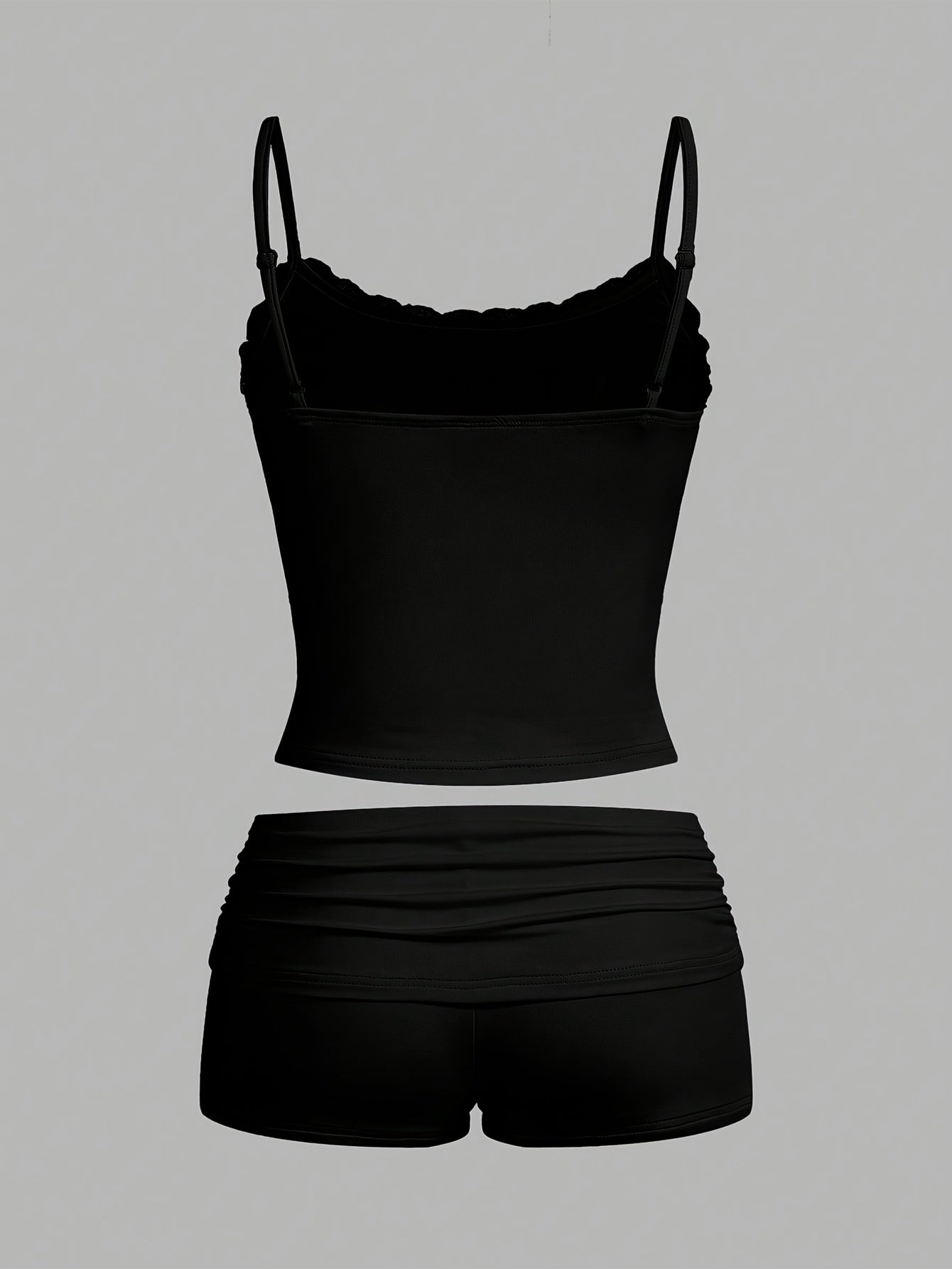 Women's Loungewear Set Two-Piece – Elegant Crop Top and Shorts for Spring & Summer