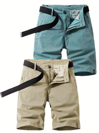 Men's Summer Casual Shorts with Belt – Breathable Regular Fit Bermuda Shorts for Everyday and Outdoor Use