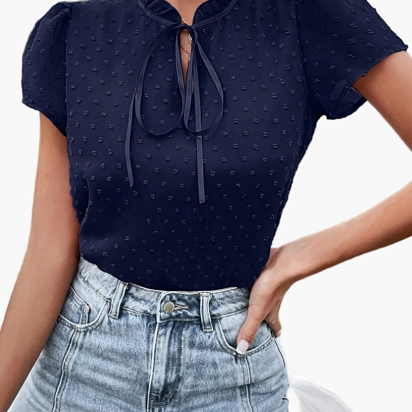Women's Blouse Top with Stand-Up Collar and Tie – Elegant Casual Style for Everyday and Going Out